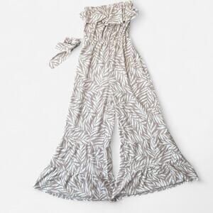 Tiered bodysuit wide leg womens jumpsuit earthy all over print animal print S